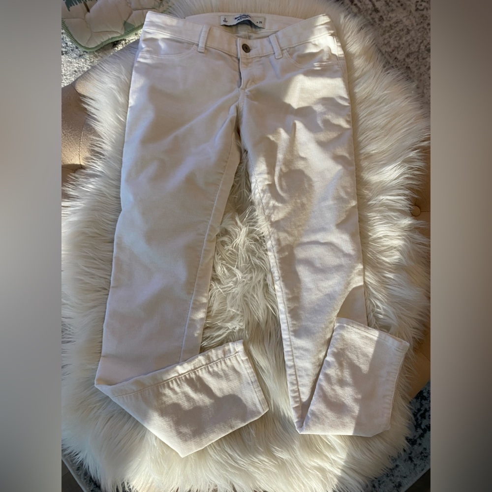 Abercrombie & Fitch Women's Corduroy Straight Leg Cream Jeans